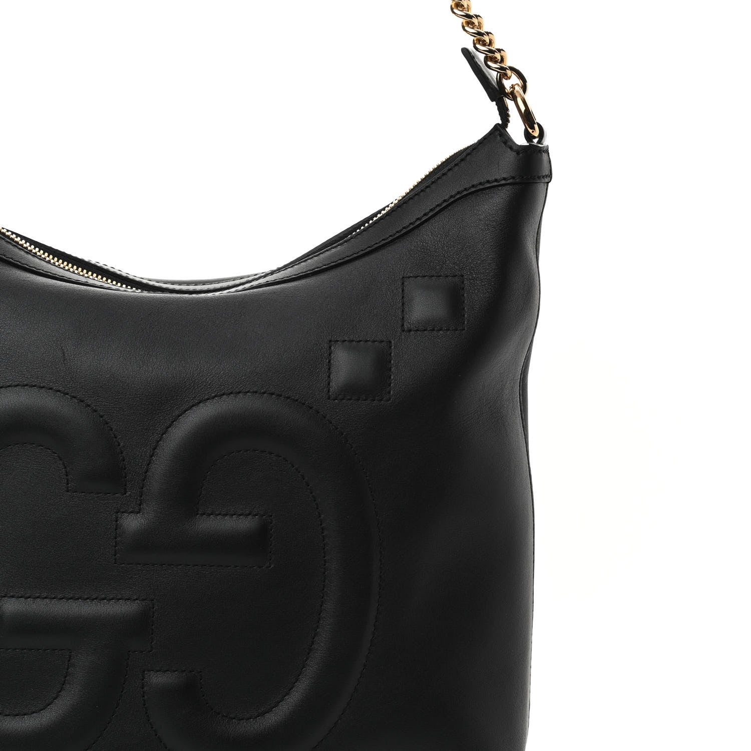 Gucci Apollo Calfskin GG Dadini Embroidered Chain Hobo Black 7 of 9