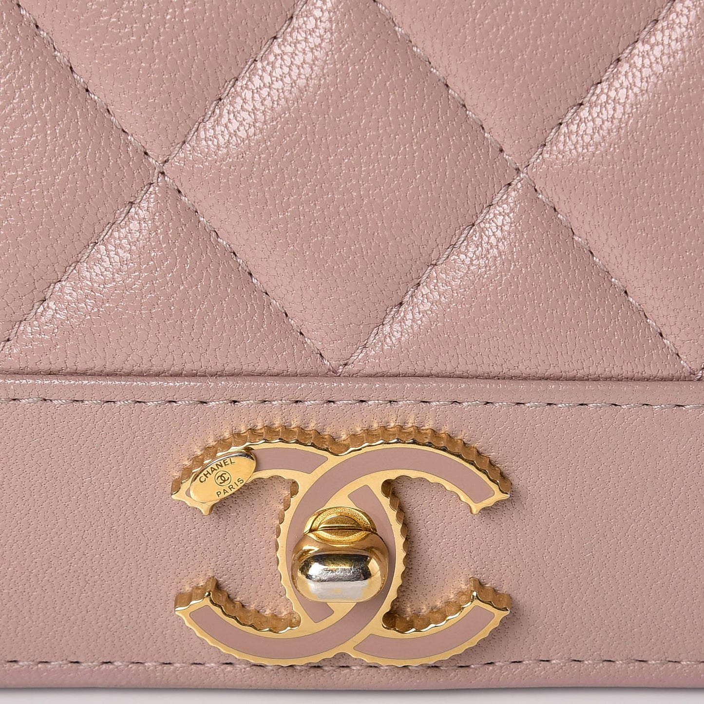 Sheepskin Quilted Mademoiselle Vintage Yen Wallet Pink