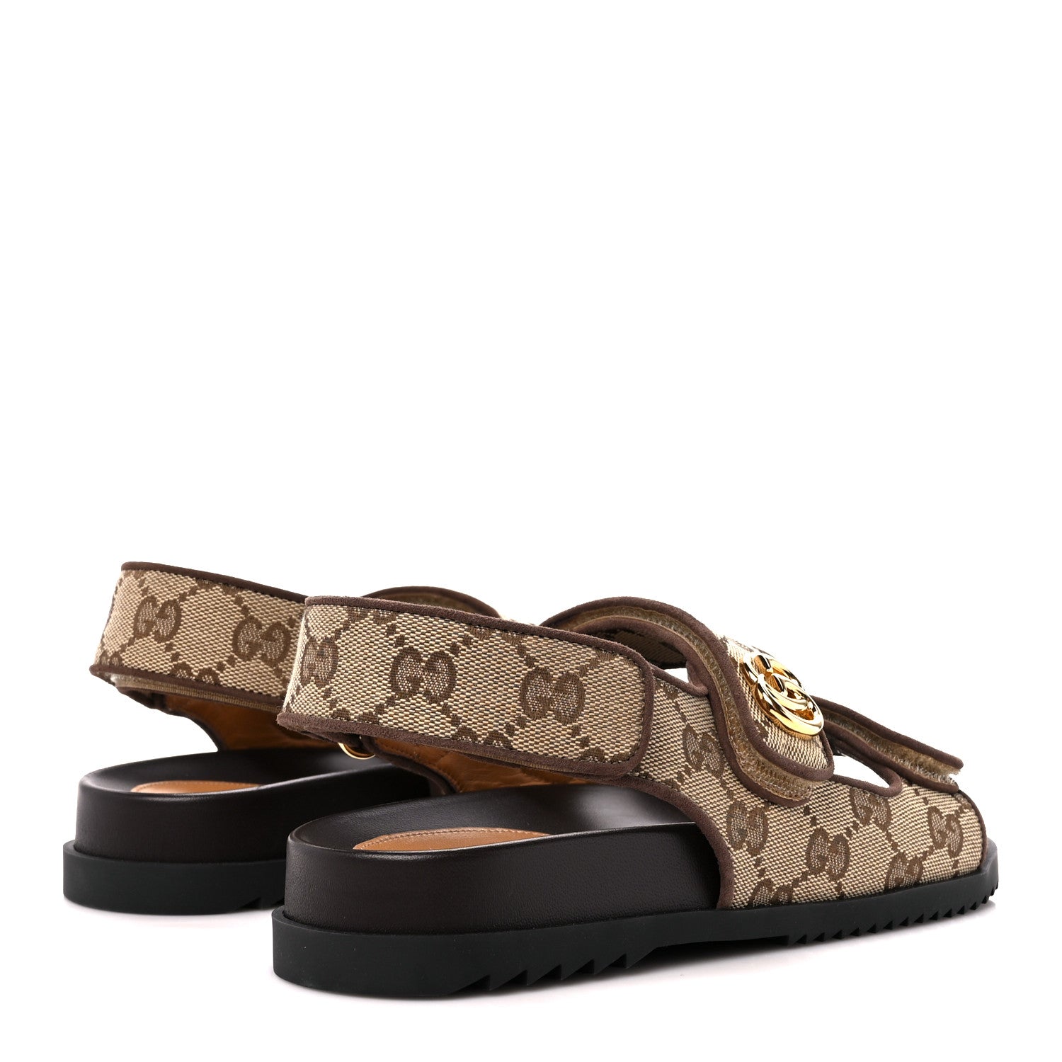 Gucci Monogram Kid Scamosciato Double G Womens Dad Sandals 35 Beige Ebony New Acero 4 of 10