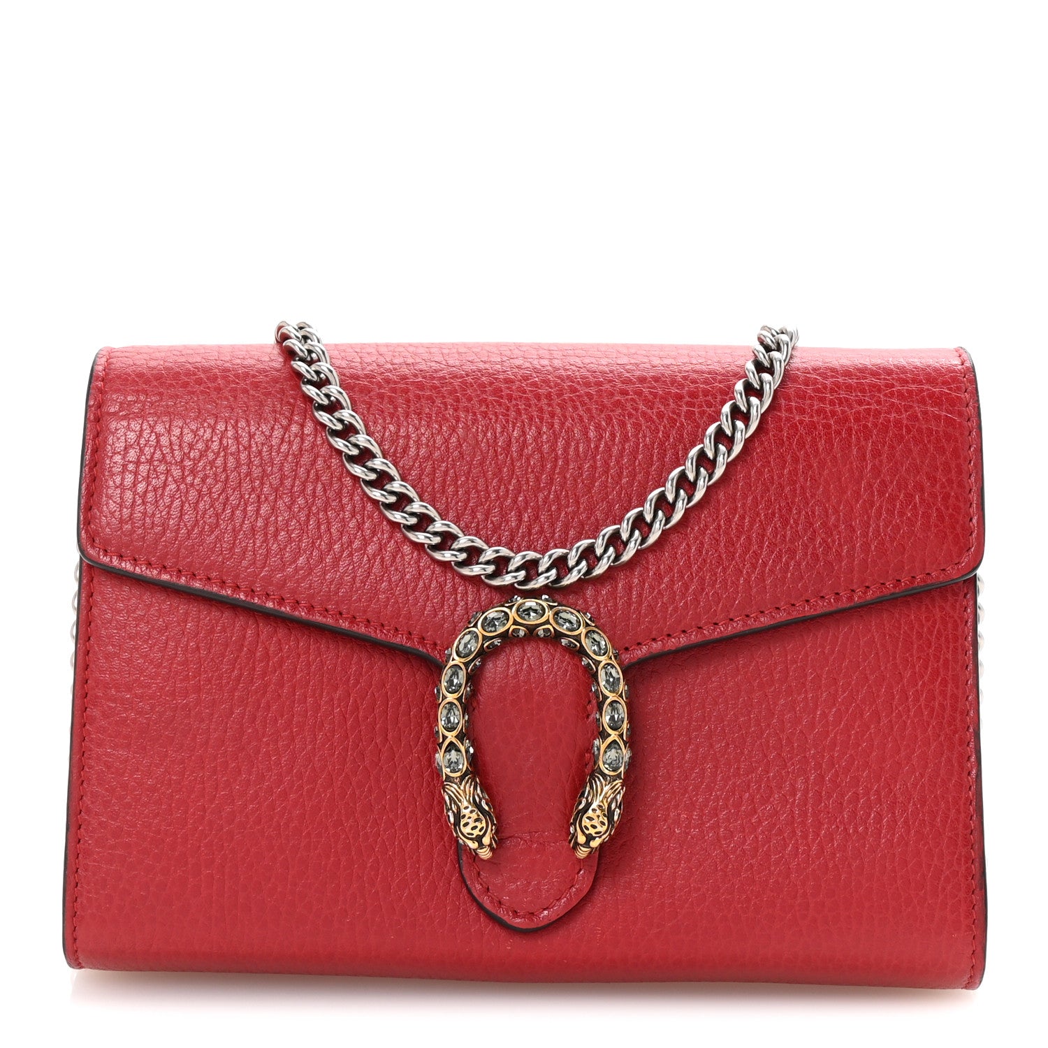 Gucci Calfskin Mini Dionysus Chain Wallet Hibiscus Red 1 of 10