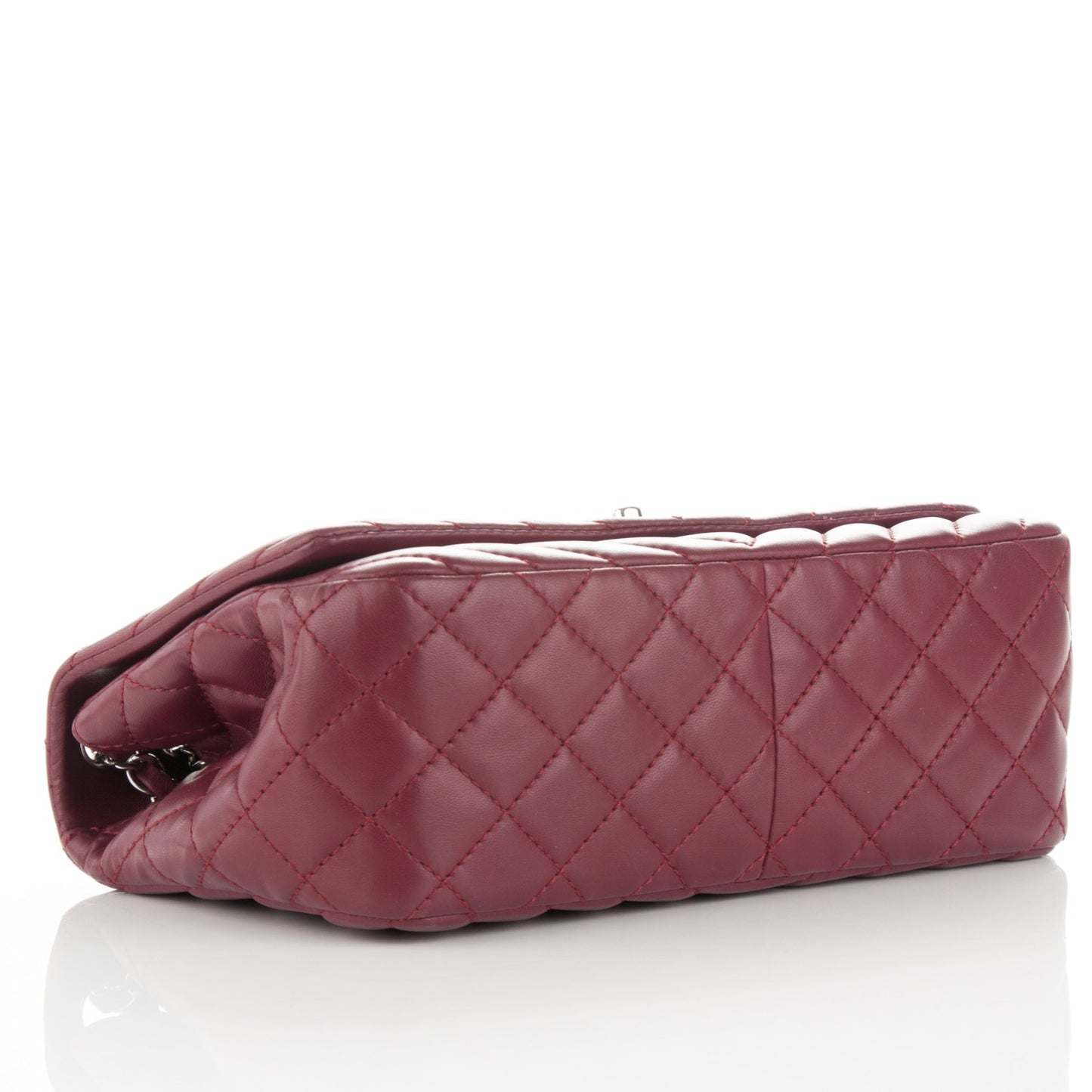 Lambskin Surpique Chevron Medium Single Flap Dark Red