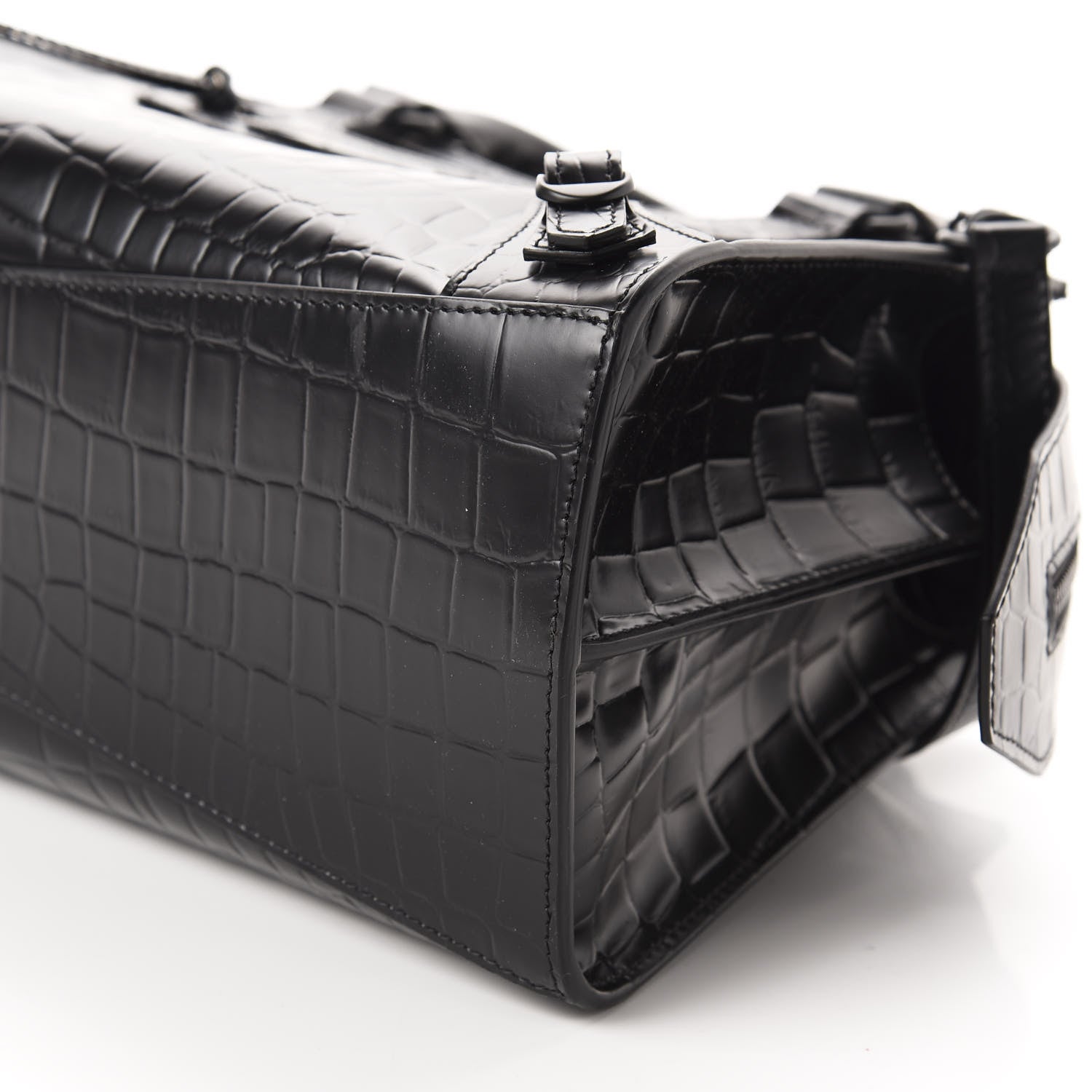 Balenciaga Semi Shiny Calfskin Crocodile Embossed Neo Classic Black Hardware S City Black 7 of 10