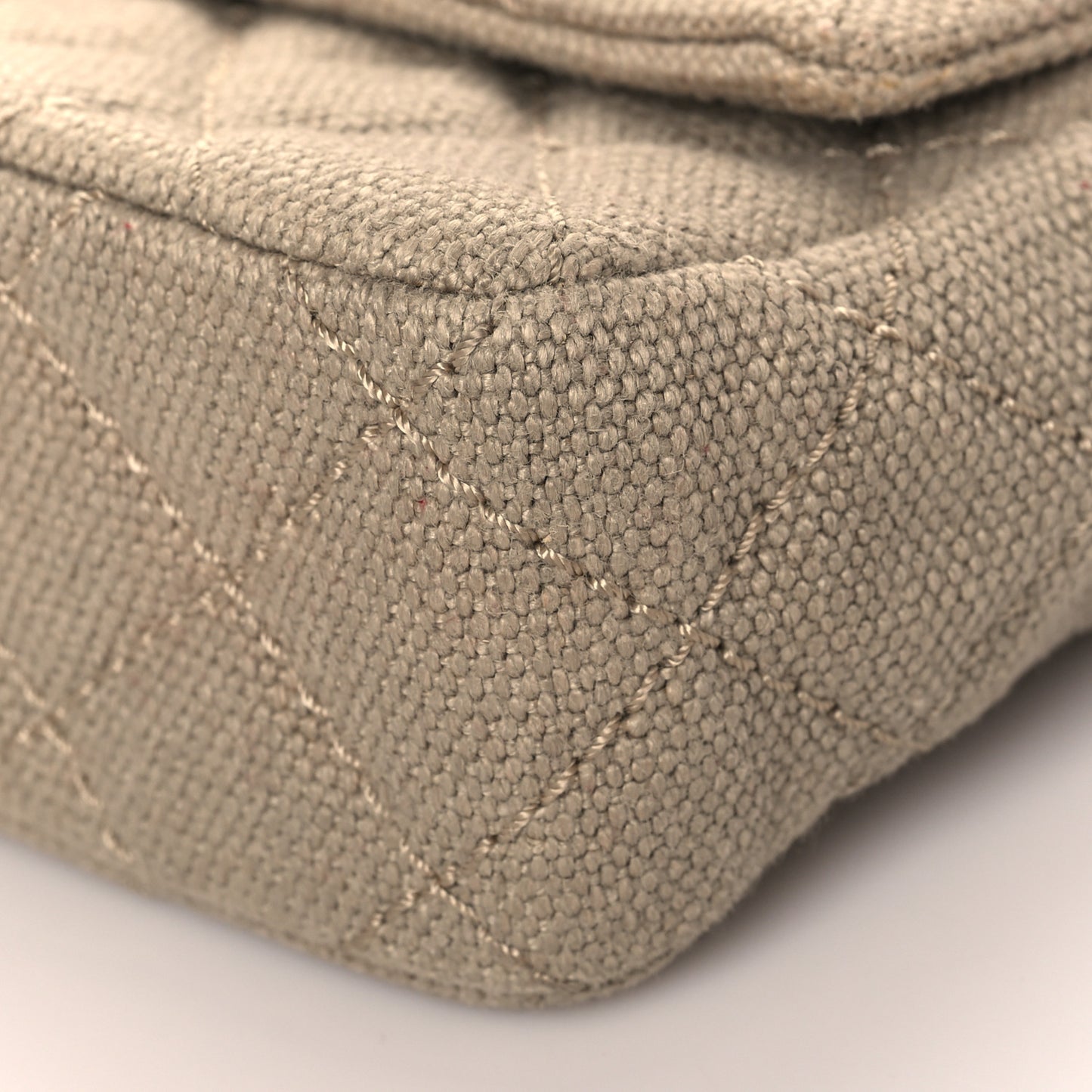 Canvas Quilted Mini Rectangular Flap Beige