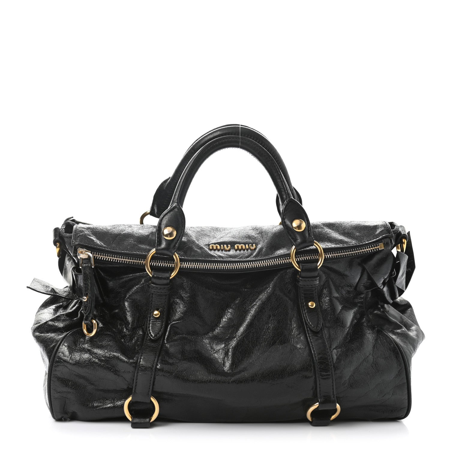 Miu Miu Vitello Lux Medium Bow Bag Black 1 of 10