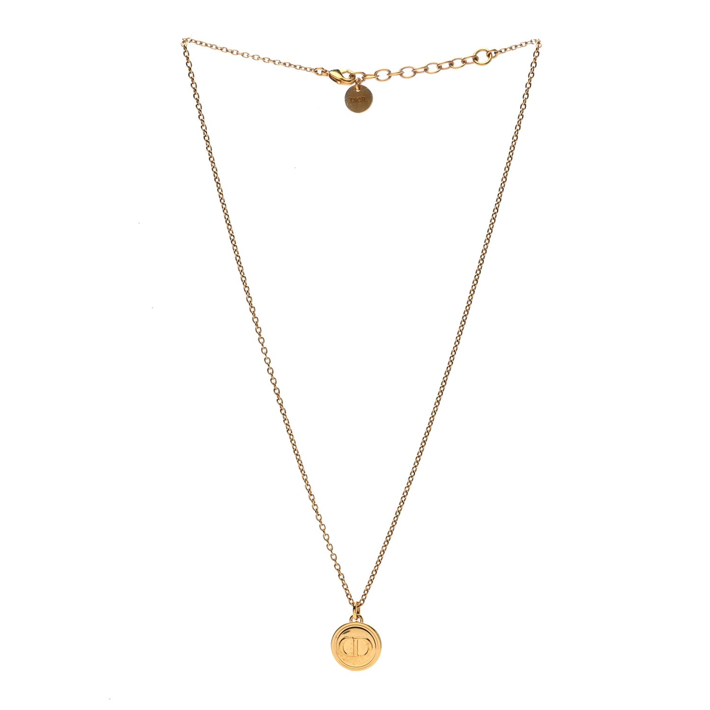 Metal CD Logo Necklace Gold