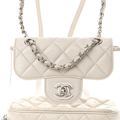 Chanel Crumpled Calfskin PVC Quilted Backpack White 9 of 21