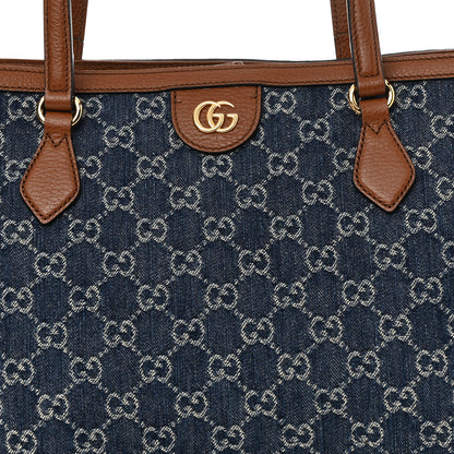 Gucci New Denim GG Monogram Medium Ophidia Shopping Tote Blue Tea Cuir 8 of 10