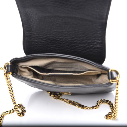 Gucci Pebbled Calfskin Small 1973 Chain Shoulder Bag Black 4 of 9