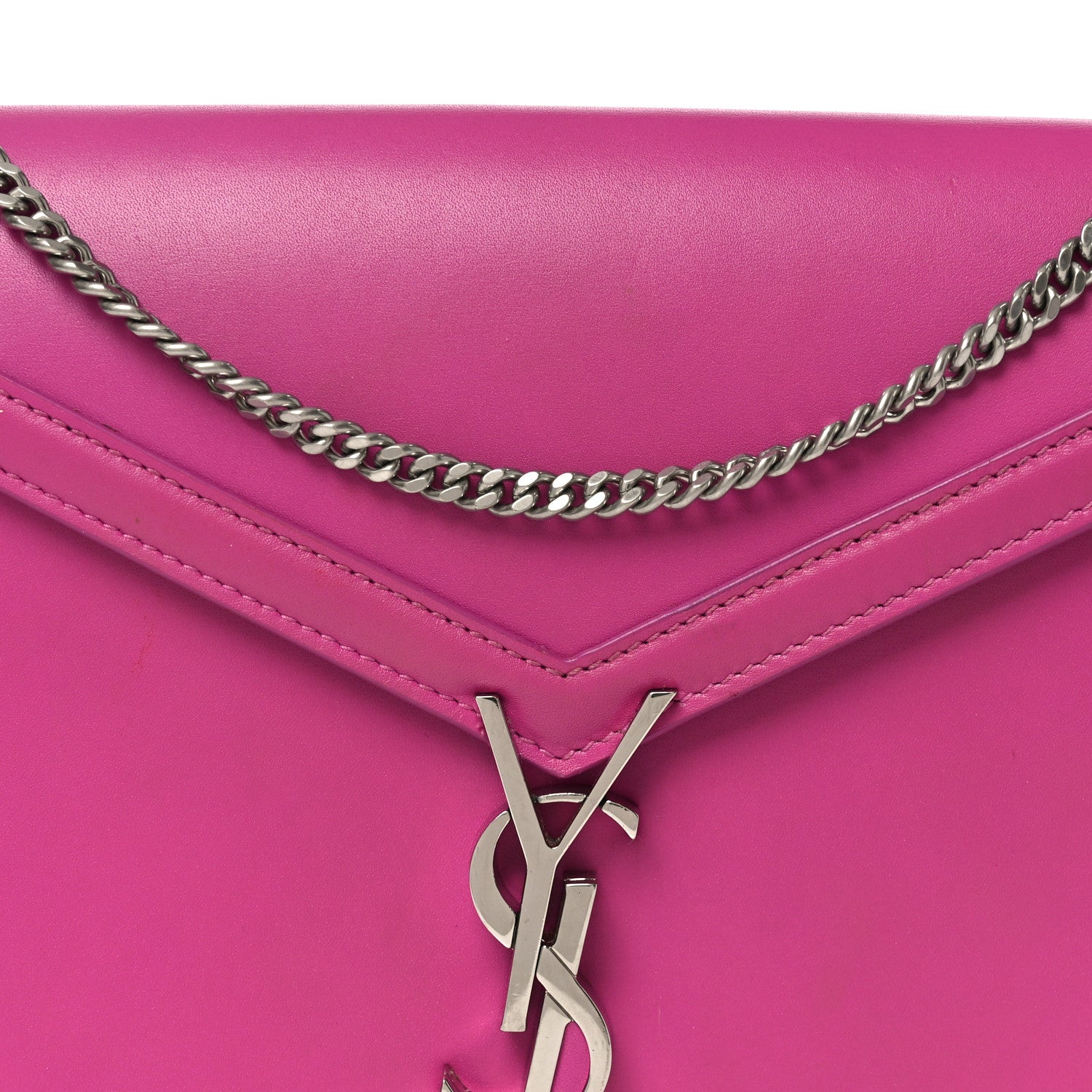 Saint Laurent Smooth Calfskin Monogram Cassandra Clasp Bag Electric Fuchsia 7 of 9
