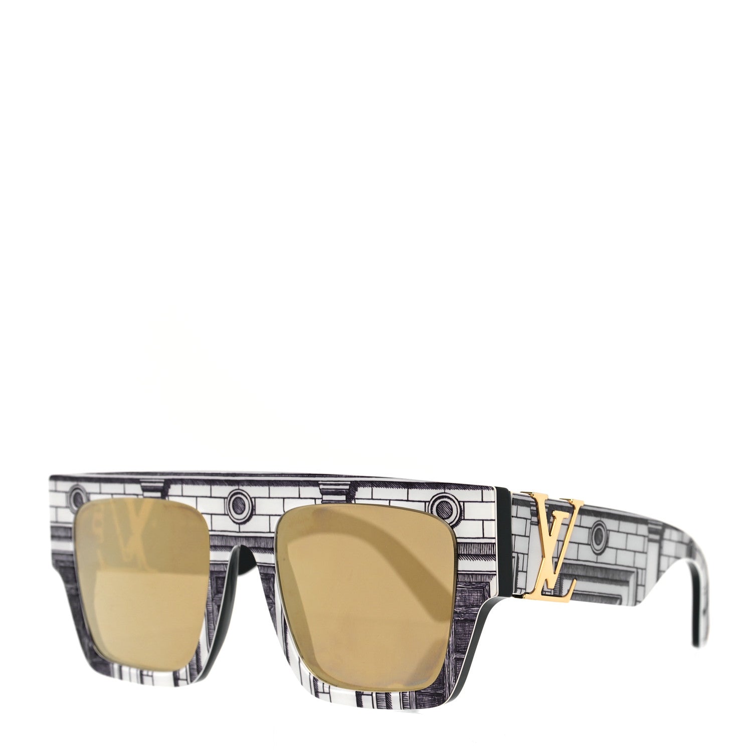 Louis Vuitton X FORNASETTI Acetate Architettura Sunglasses Z1575W Black White 1 of 7