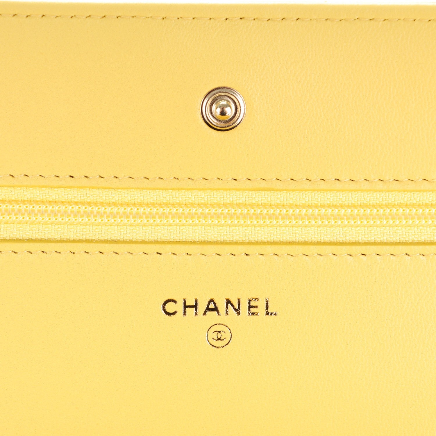 Chanel Lambskin Chevron Wallet On Chain WOC Yellow 6 of 8