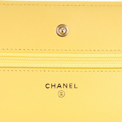 Chanel Lambskin Chevron Wallet On Chain WOC Yellow 6 of 8