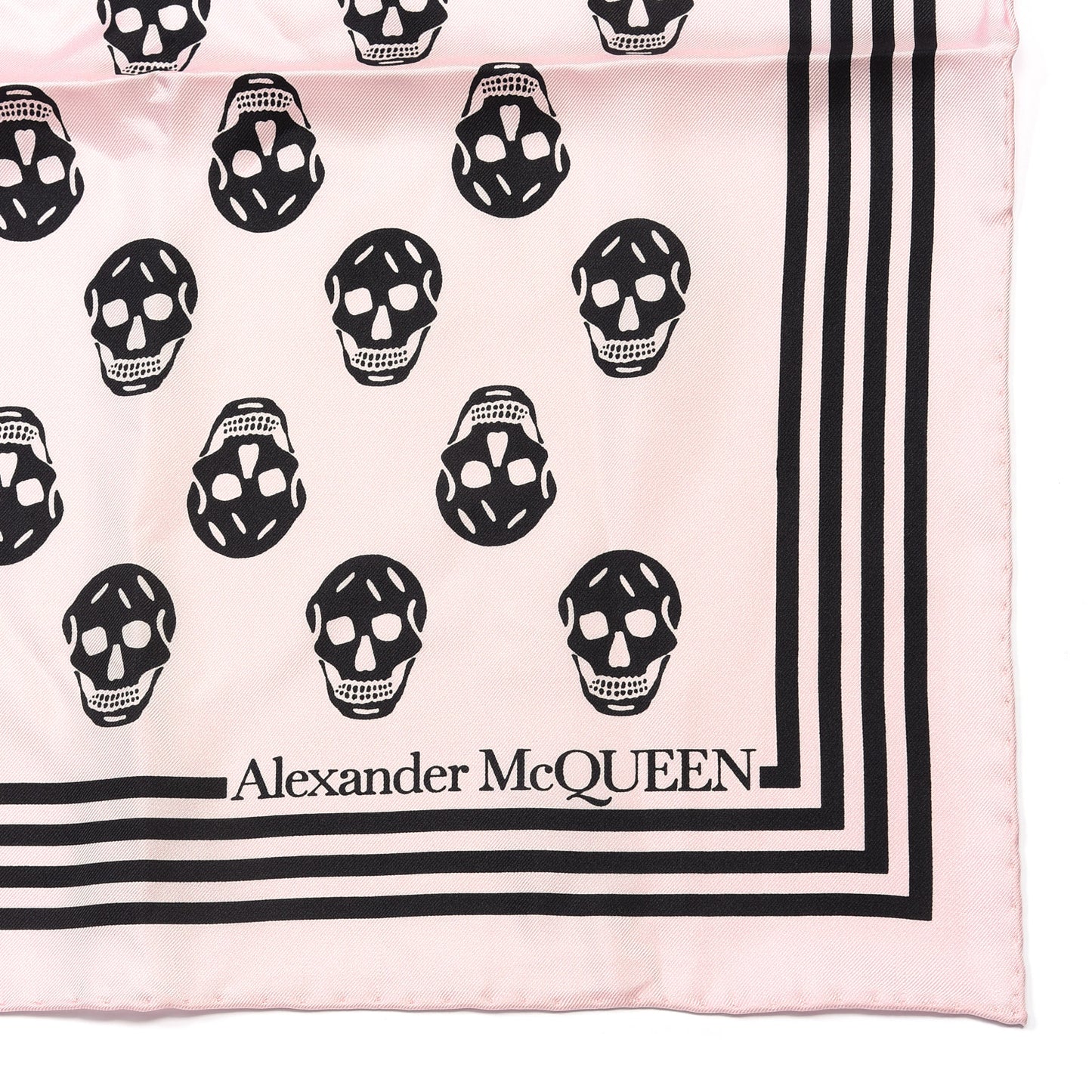 Silk Skull Scarf Pink Black