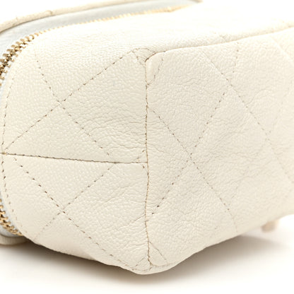 Chanel Caviar Quilted Mini Top Handle Vanity With Chain White 9 of 12