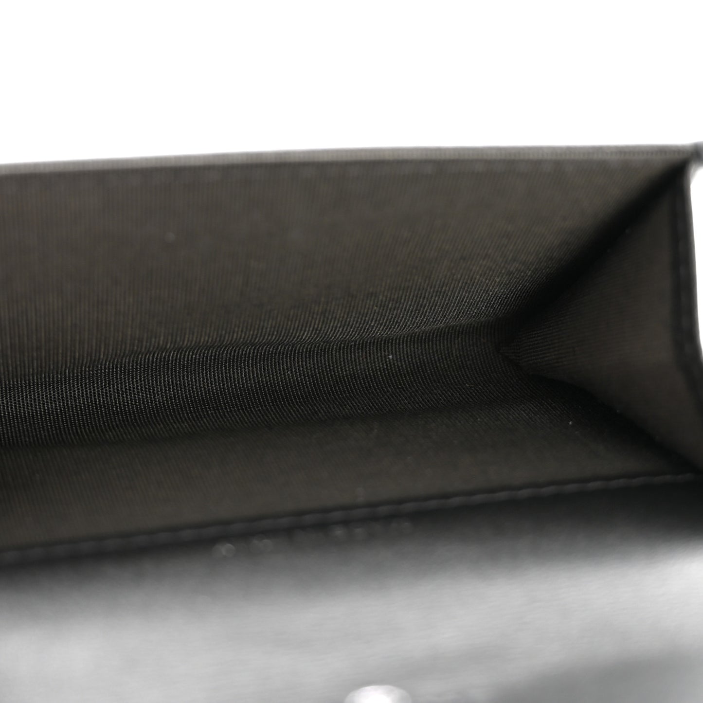 Goatskin Camellia Embossed Flap Card Holder Wallet Anthracite