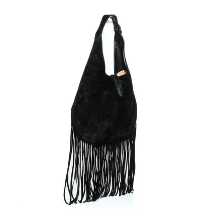 Gucci Suede Large New Jackie Nouveau Fringe Hobo Black 3 of 7