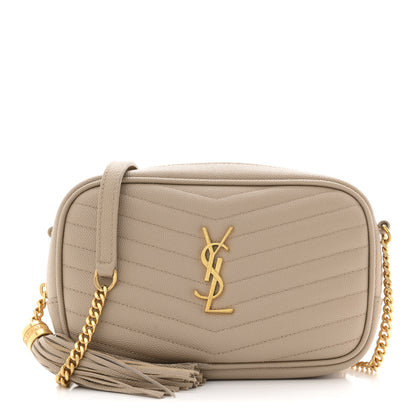 Saint Laurent Grain De Poudre Matelasse Monogram Mini Lou Camera Bag Dark Beige 1 of 11