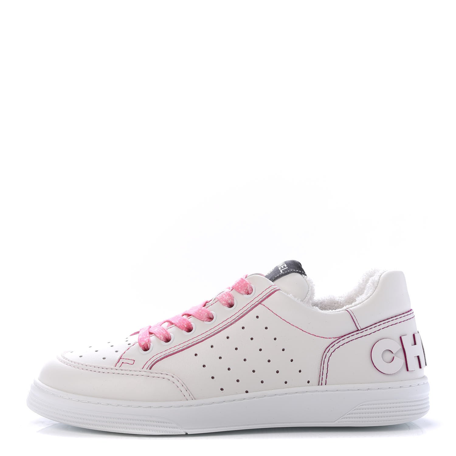 Chanel Calfskin Womens Logo Sneakers 39 White Pink 1 of 9