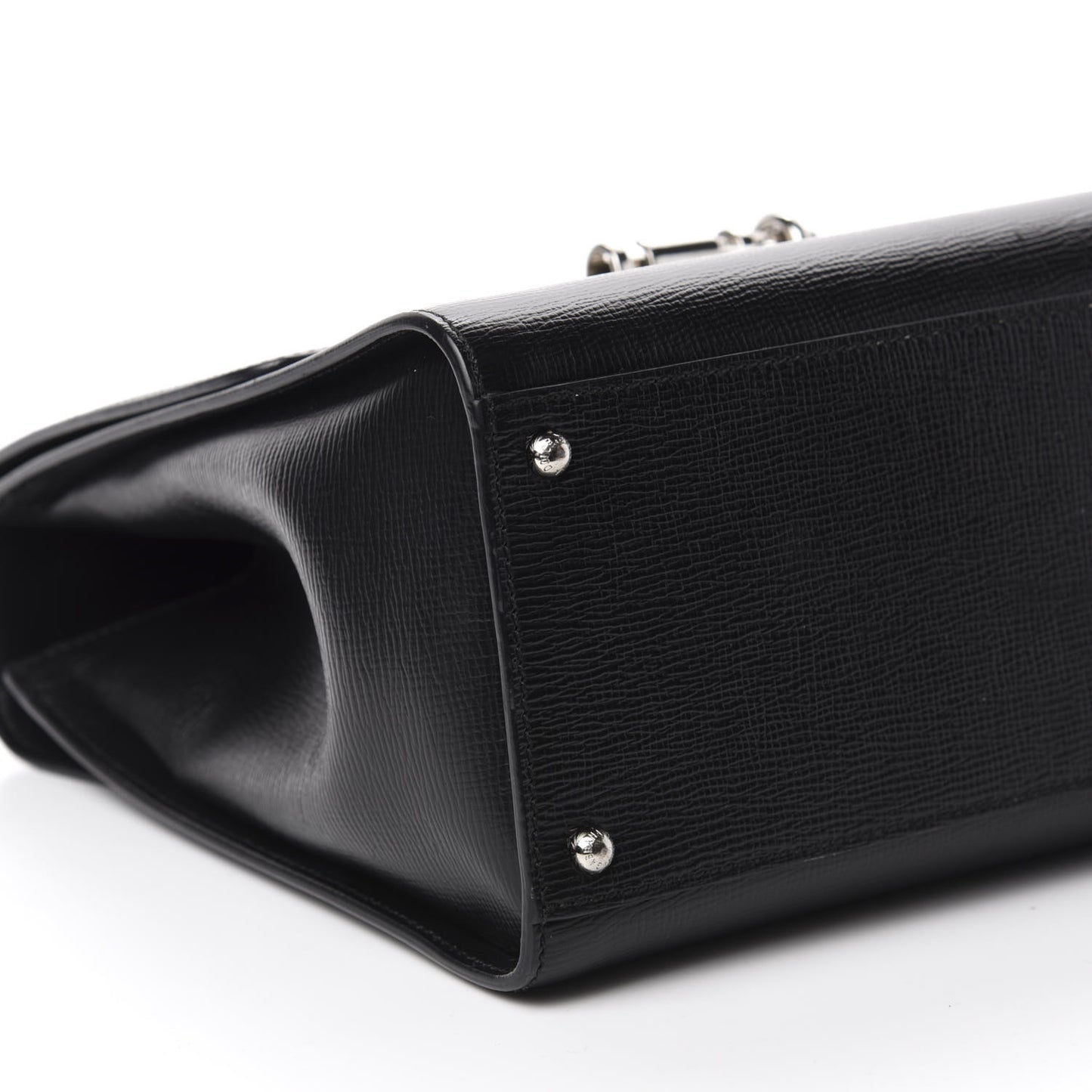Calfskin Embossed Large Monica Top Handle Bag Black