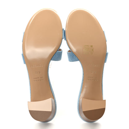 Hermes Denim Oasis Sandals 37.5 Bleu Clair 5 of 9