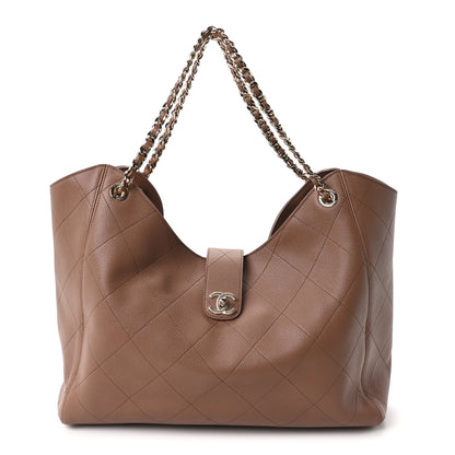 Chanel Grained Calfskin Maxi Shopping Bag Brown 1 of 12