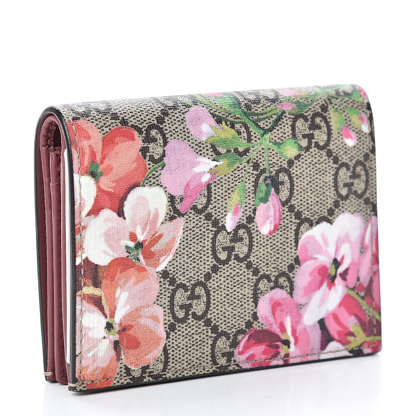 GG Supreme Monogram Blooms Card Case Beige Multicolor Dry Rose