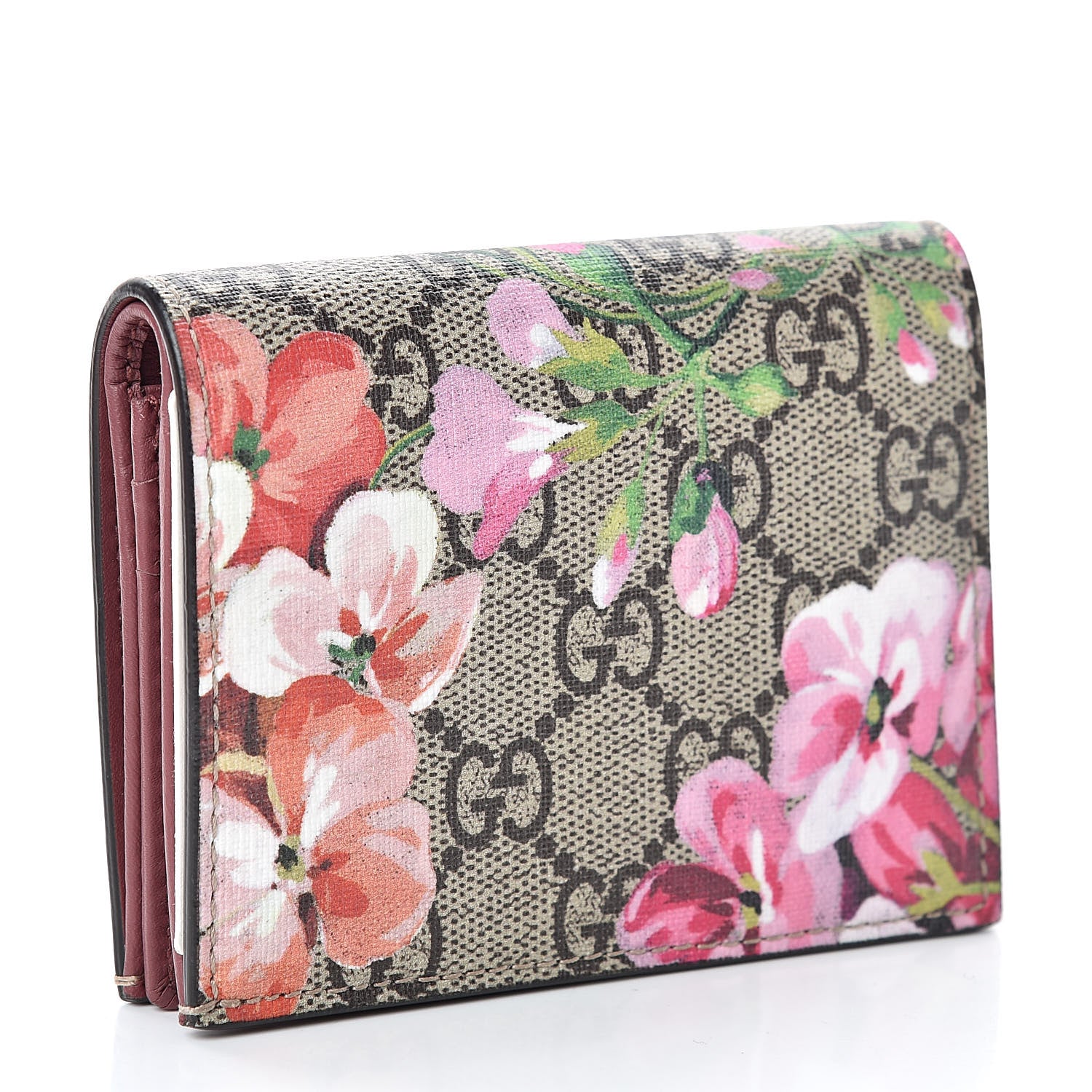 Gucci GG Supreme Monogram Blooms Card Case Beige Multicolor Dry Rose 3 of 10