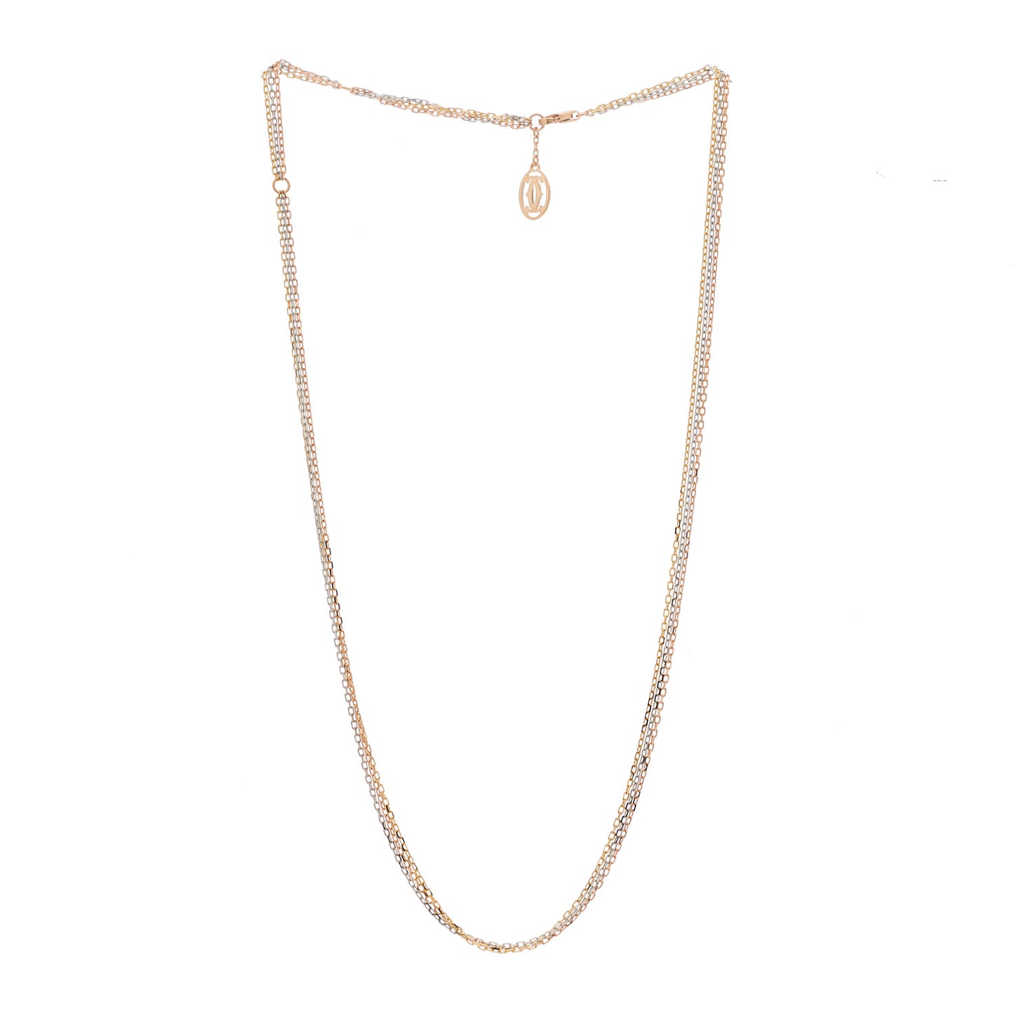 18K Pink Yellow White Gold Three Chain Necklace