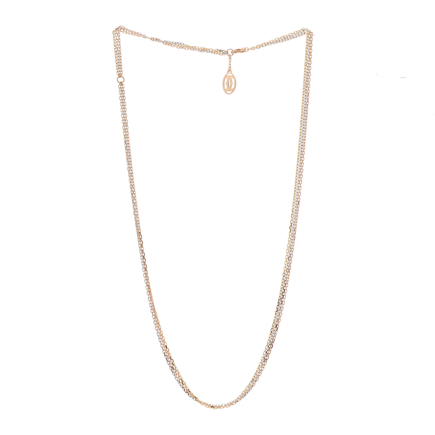 Cartier 18K Pink Yellow White Gold Three Chain Necklace 2 of 6