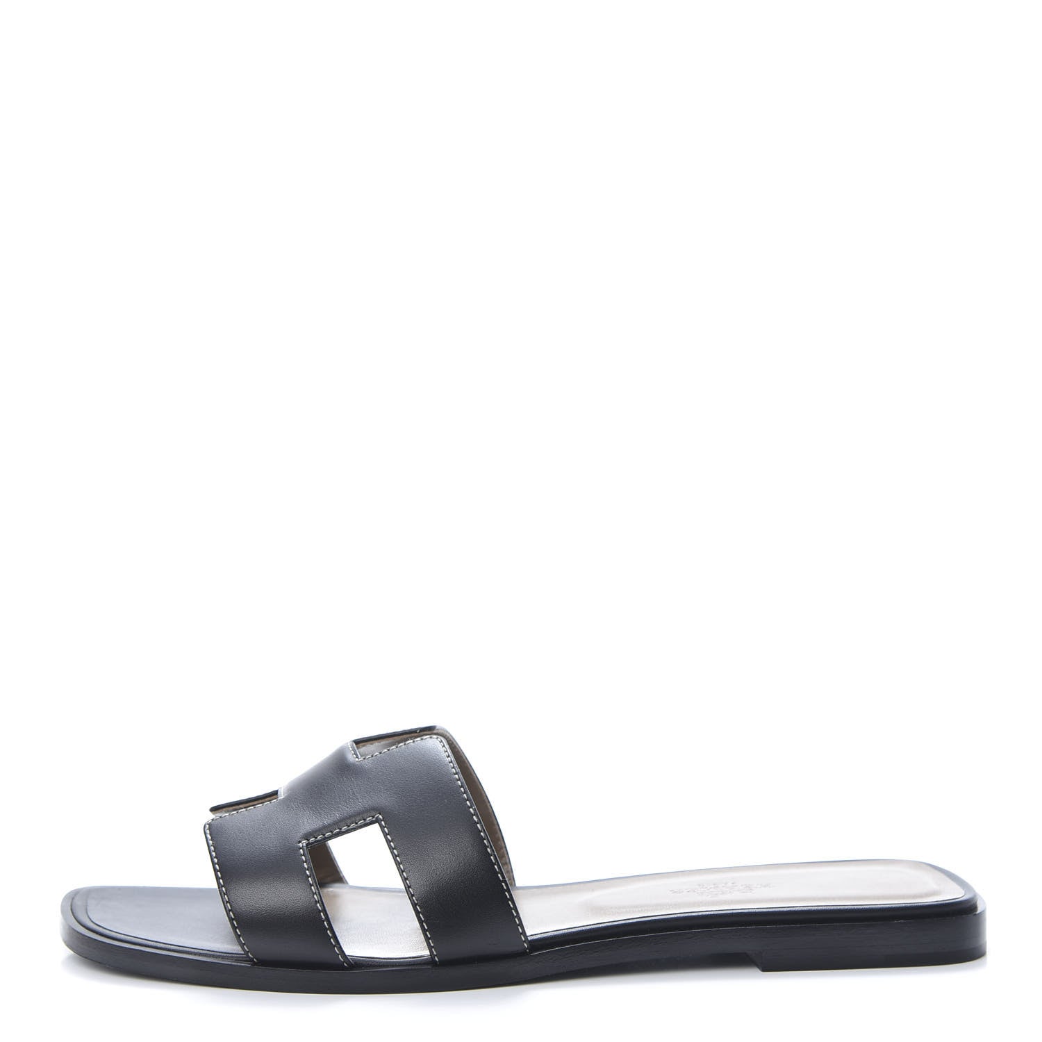 Hermes Box Calfskin Oran Sandals 39.5 Black 1 of 9