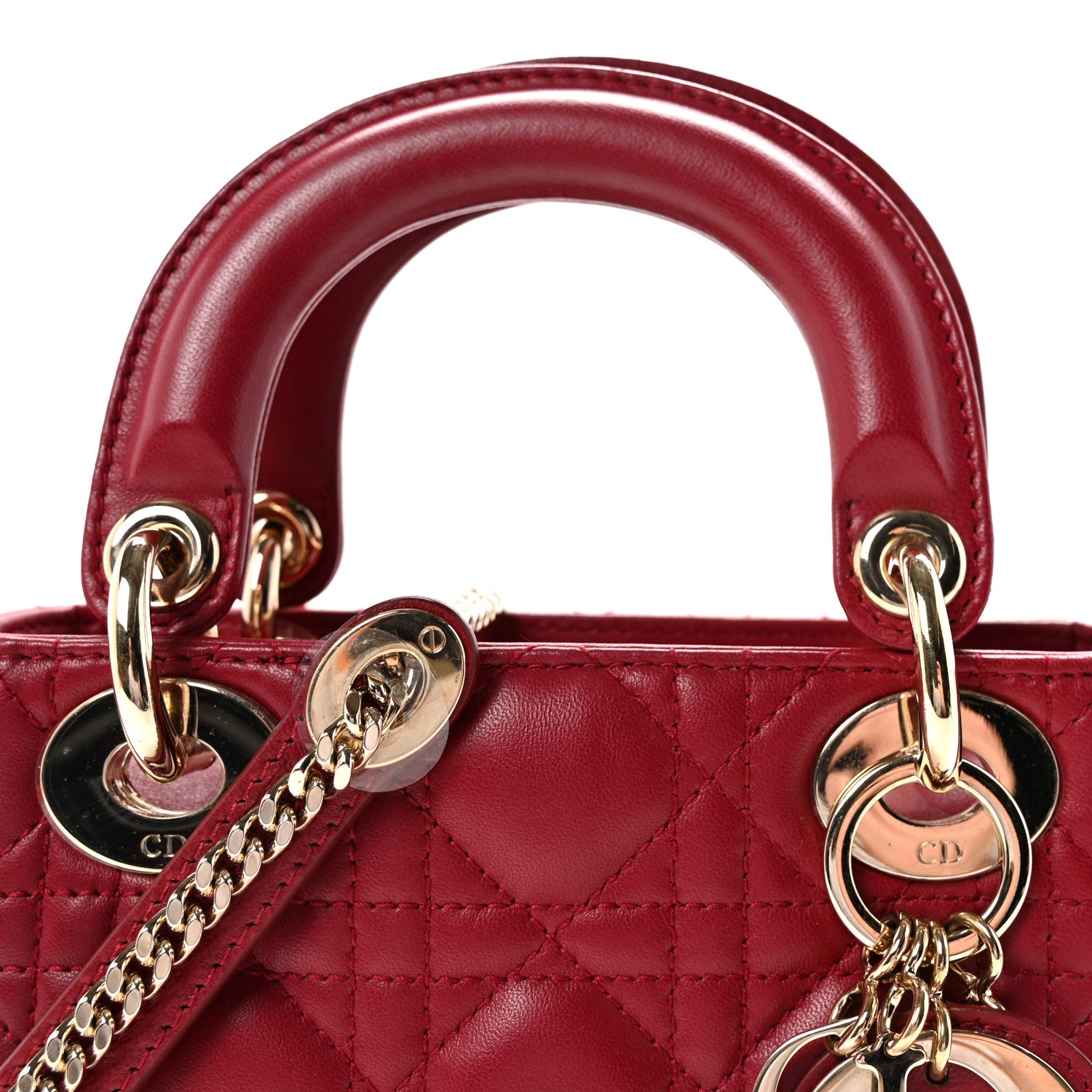 Christian Dior Lambskin Cannage Mini Lady Dior Red 8 of 12