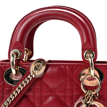 Christian Dior Lambskin Cannage Mini Lady Dior Red 8 of 12