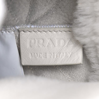 Prada Shearling Nappa Triangle Quilted Patchwork System Tote White 6 of 10