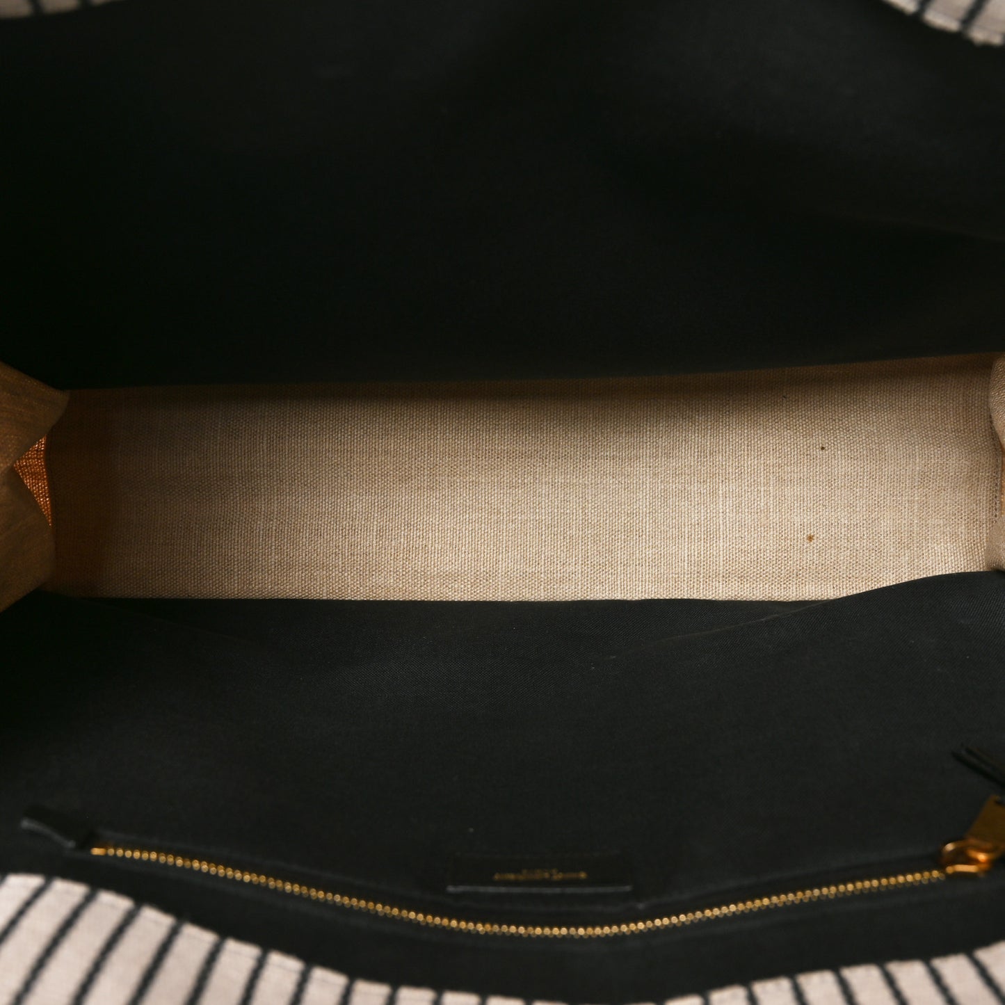 Linen Calfskin Rive Gauche Tote Natural Black