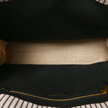 Saint Laurent Linen Calfskin Rive Gauche Tote Natural Black 5 of 10