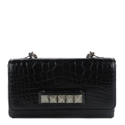 Valentino Garavani Crocodile Crystal Encrusted Studs Va Va Voom Shoulder Bag Black 1 of 8