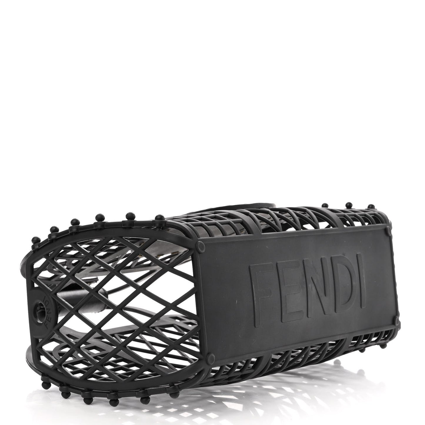 Recycled Plastic Vitello Liberty Matte Small Fendi Basket Black Miele Scuro