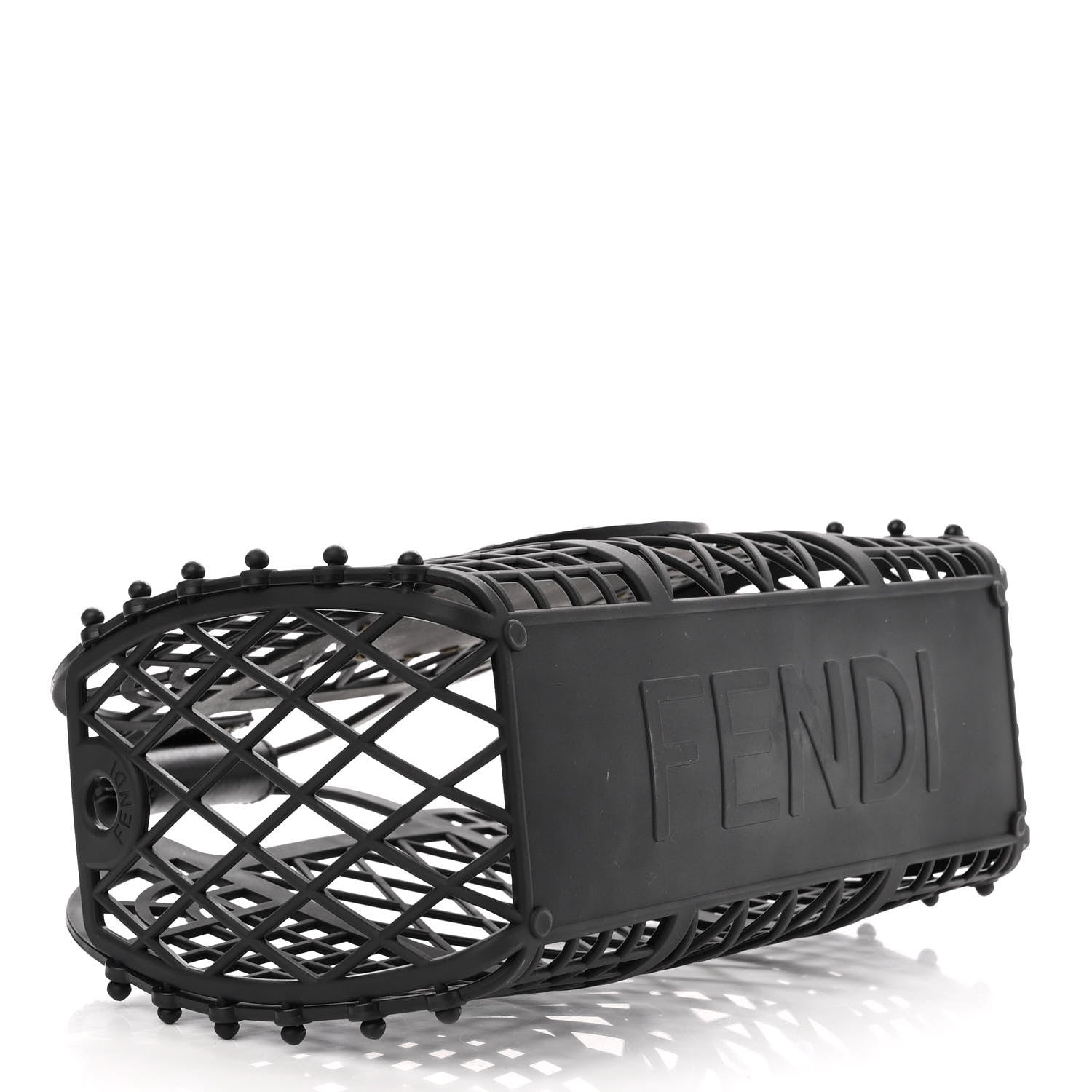 Fendi Recycled Plastic Vitello Liberty Matte Small Fendi Basket Black Miele Scuro 4 of 13