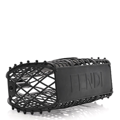 Fendi Recycled Plastic Vitello Liberty Matte Small Fendi Basket Black Miele Scuro 4 of 13