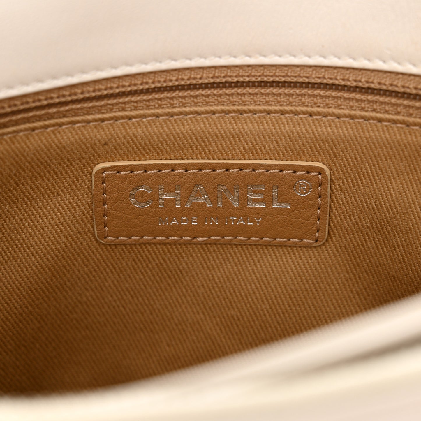Aged Calfskin Quilted Express Zip Around Flap White