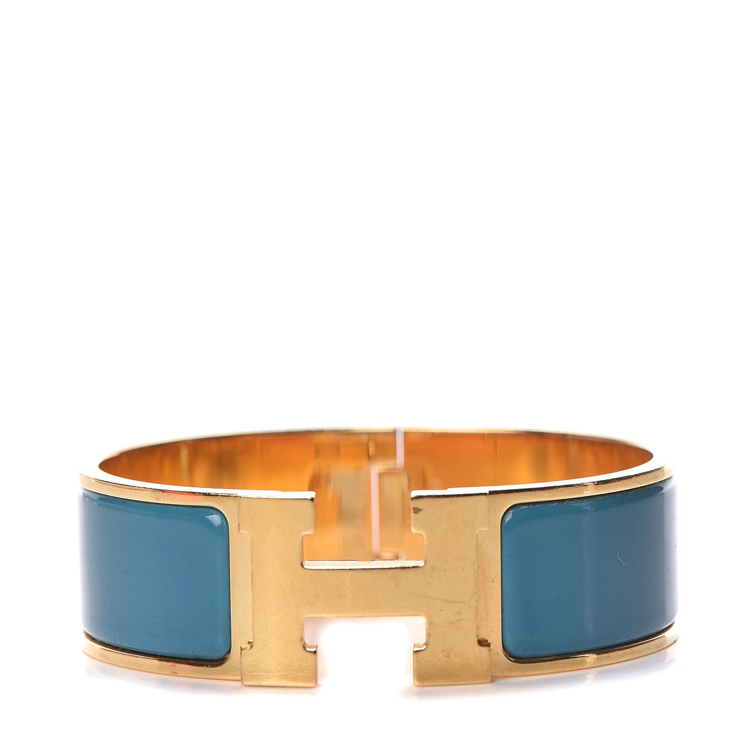Enamel Wide Clic Clac H Bracelet GM Bleu Indien