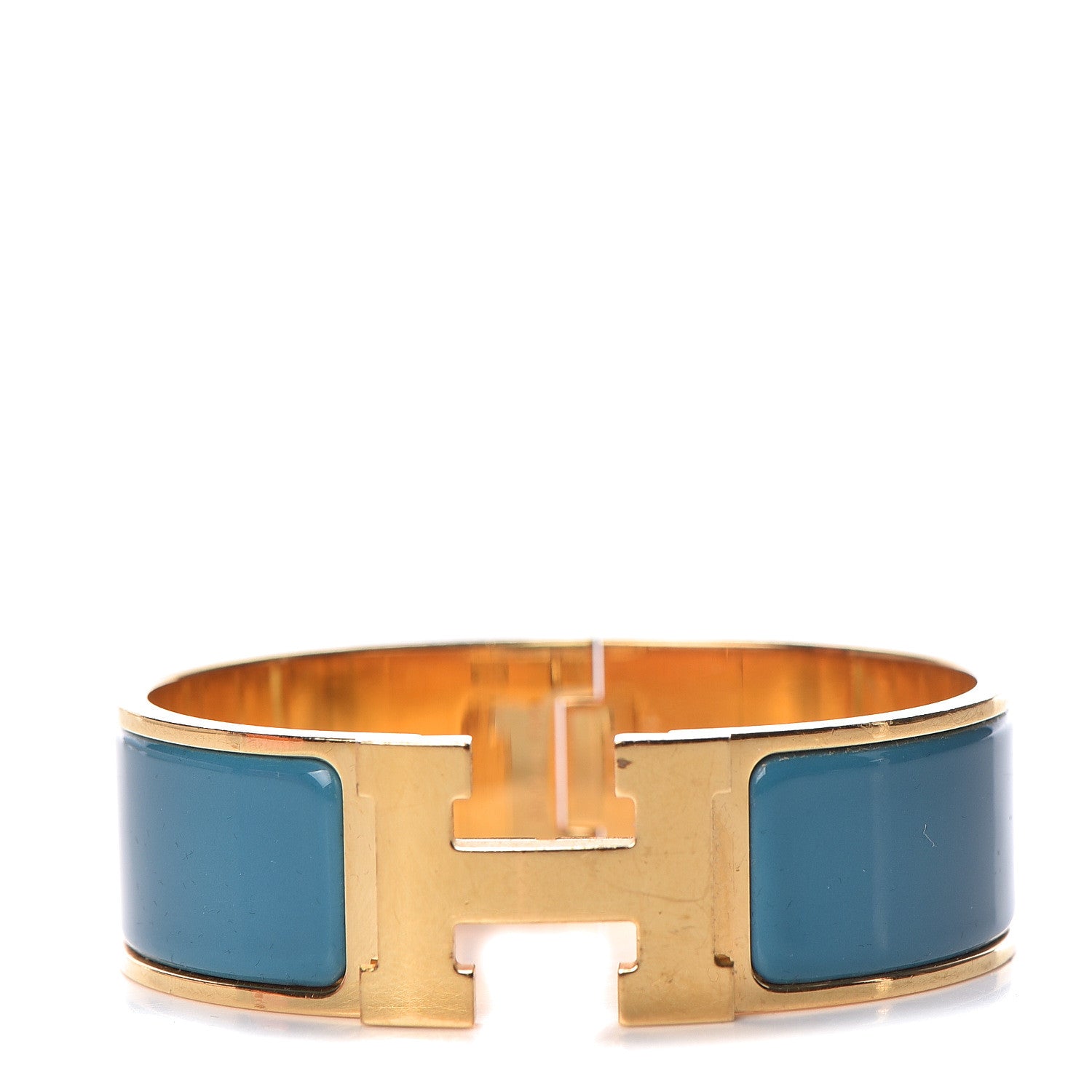 Hermes Enamel Wide Clic Clac H Bracelet GM Bleu Indien 1 of 5
