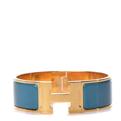 Hermes Enamel Wide Clic Clac H Bracelet GM Bleu Indien 1 of 5