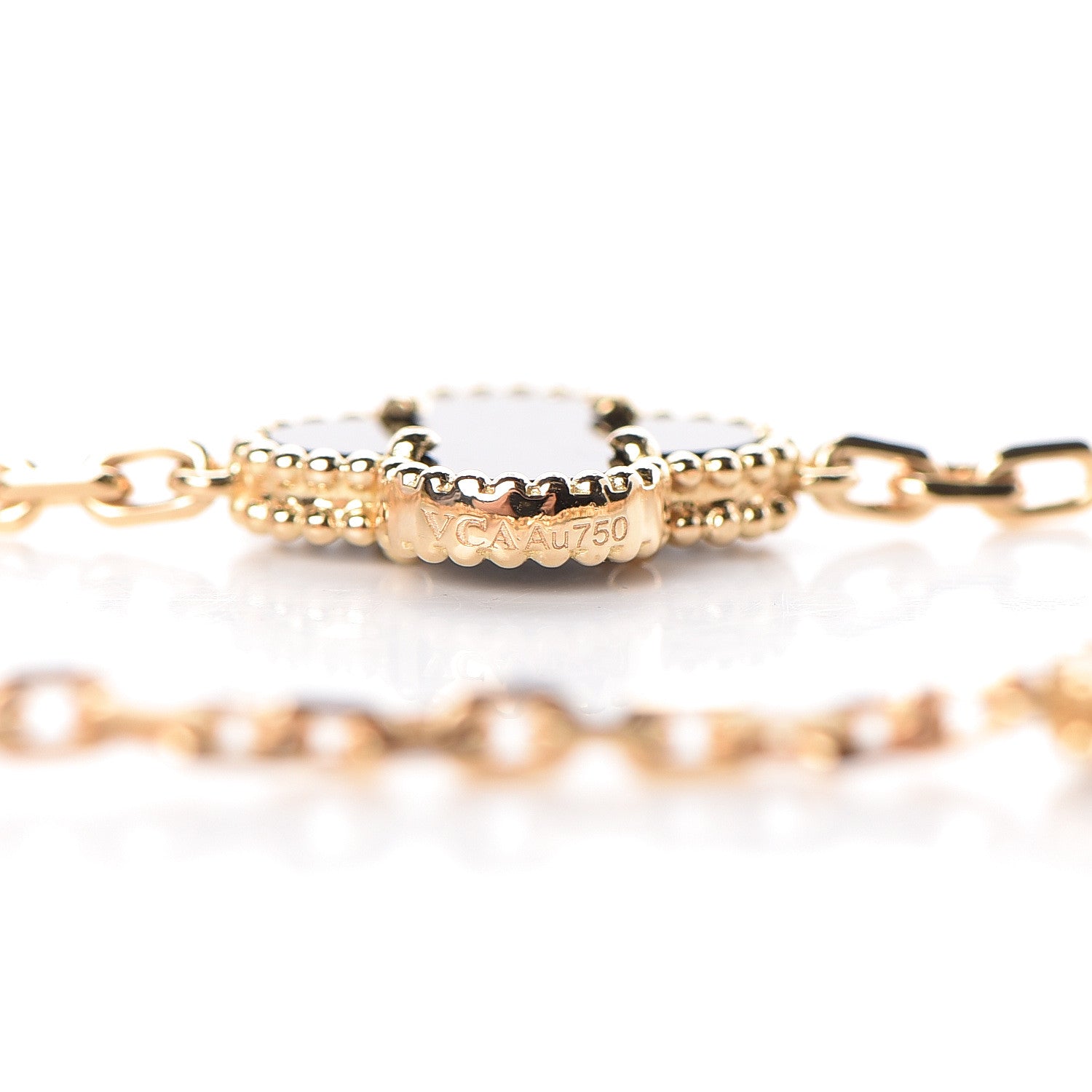 Van Cleef & Arpels 18K Yellow Gold Black Onyx 10 Motifs Vintage Alhambra Necklace 5 of 8