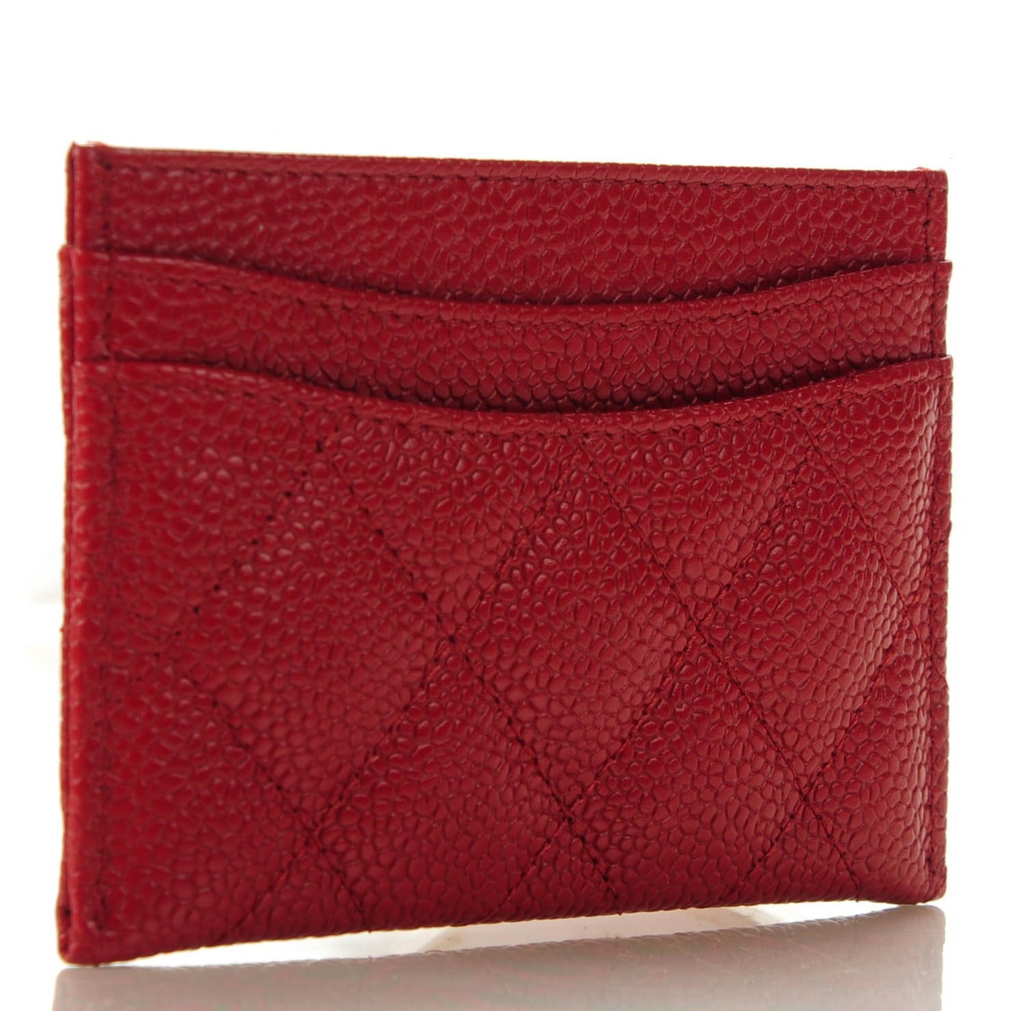 Caviar Quilted Card Holder Red