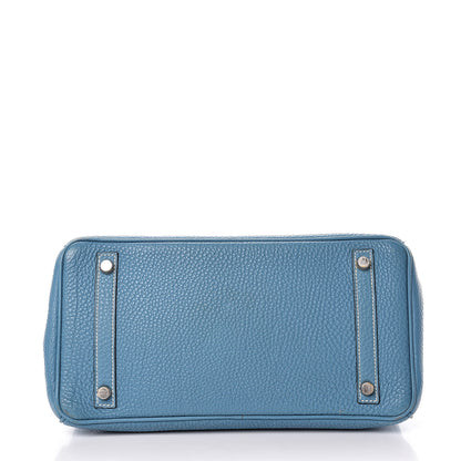 Hermes Taurillon Clemence Birkin 30 Blue Jean 7 of 51