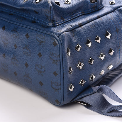 MCM Visetos Medium Studded Stark Backpack Navy Blue 8 of 8