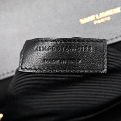 Saint Laurent Grain De Poudre Textured Mixed Matelasse Large Triquilt Monogram Satchel Storm 7 of 10
