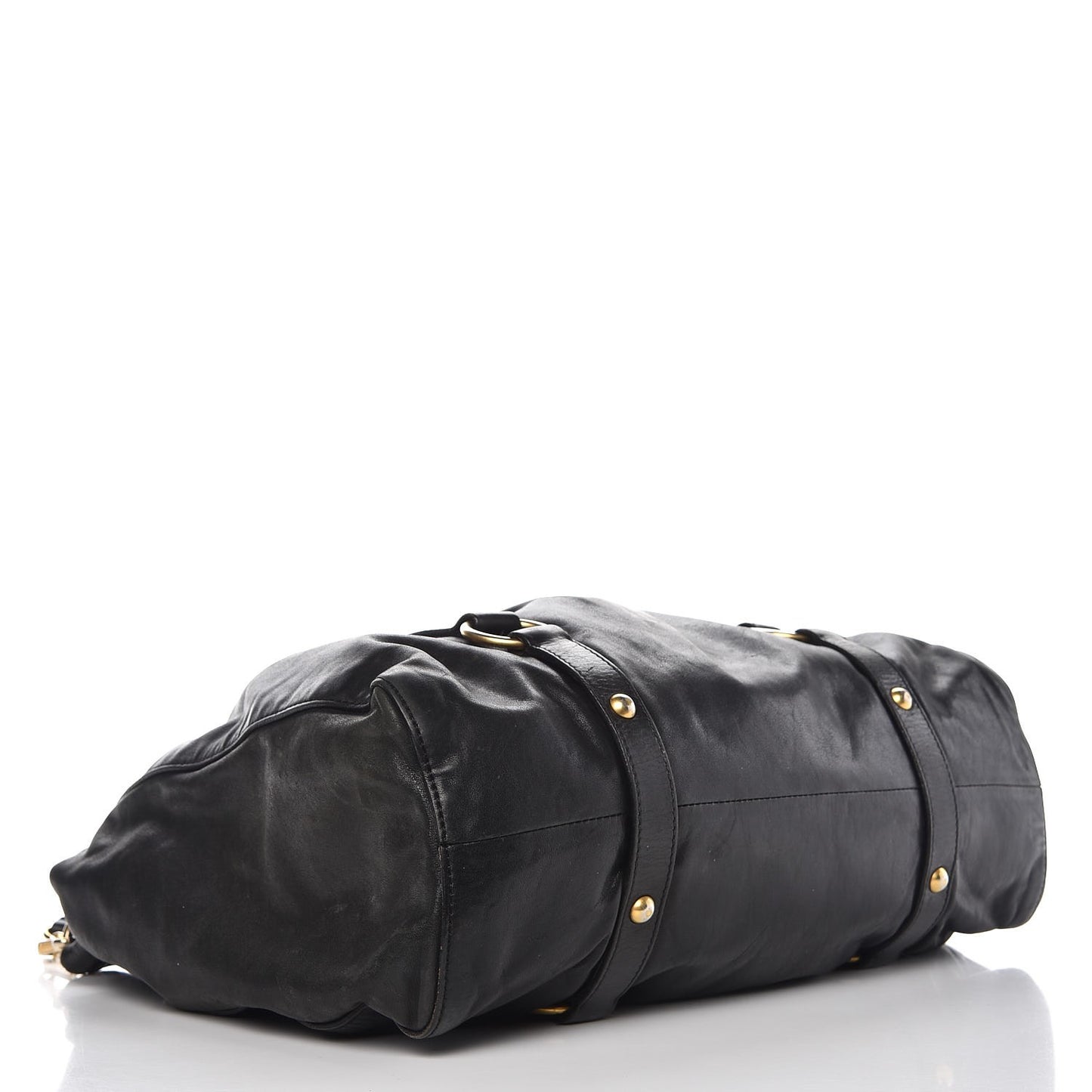 Vitello Lux Gathered Tote Black