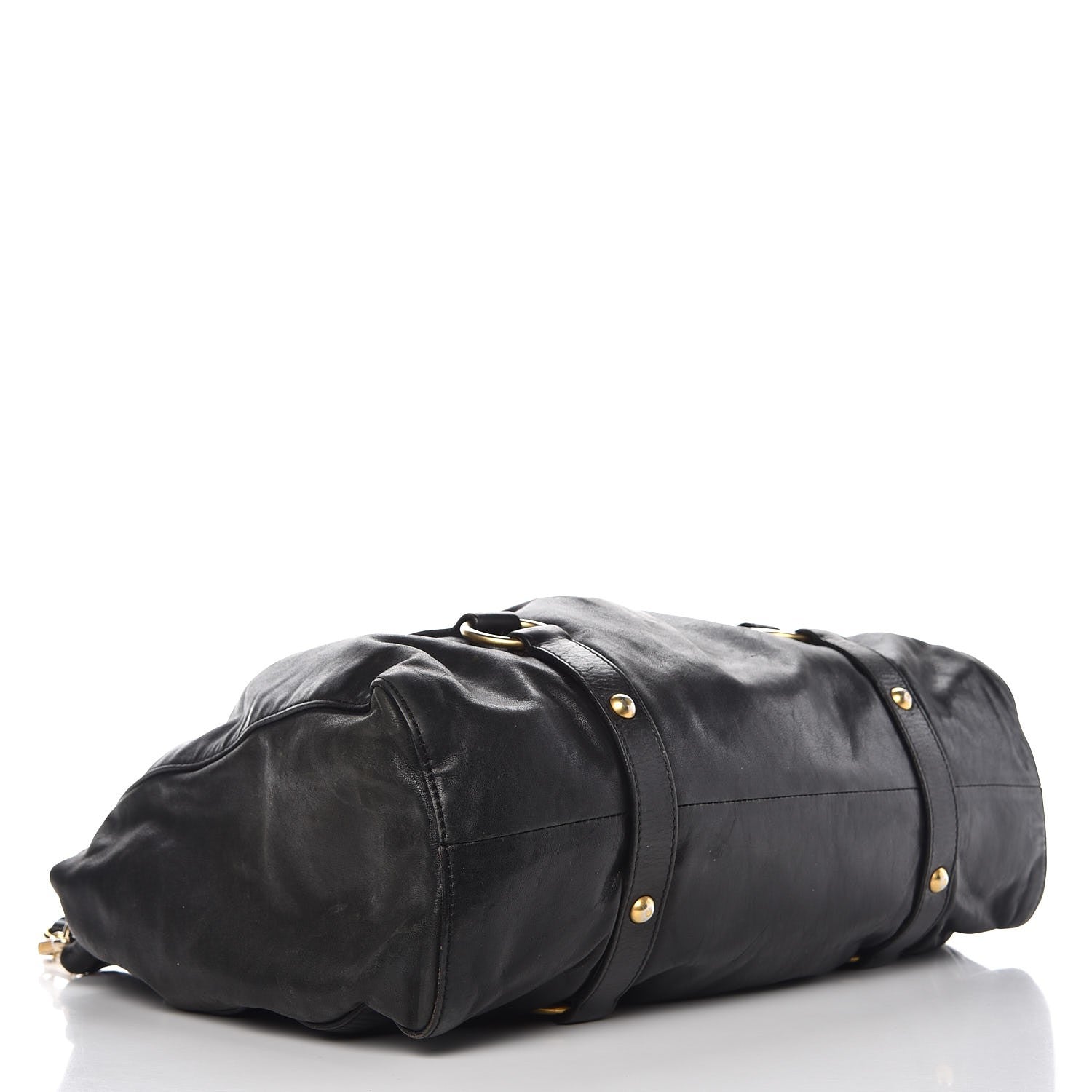 Miu Miu Vitello Lux Gathered Tote Black 4 of 16